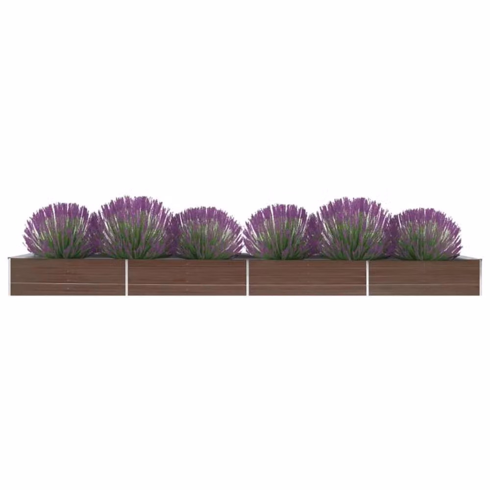 Berkfield Home Garden Brown Galvanised Steel Raised Bed W: 600 cm, D: 80 cm, H: 45 cm – 2
