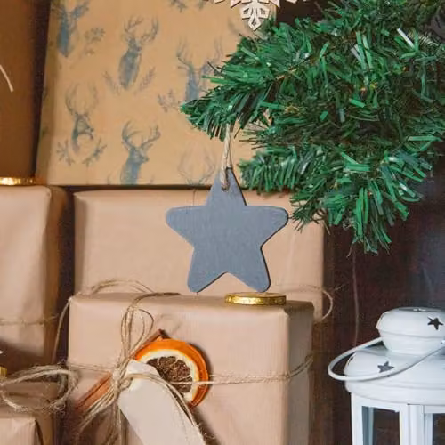 Nicola Spring Grey Slate Star Hanging Christmas Tree Decorations, Pack of 6, W/H: 7 x 7.5 cm – 2