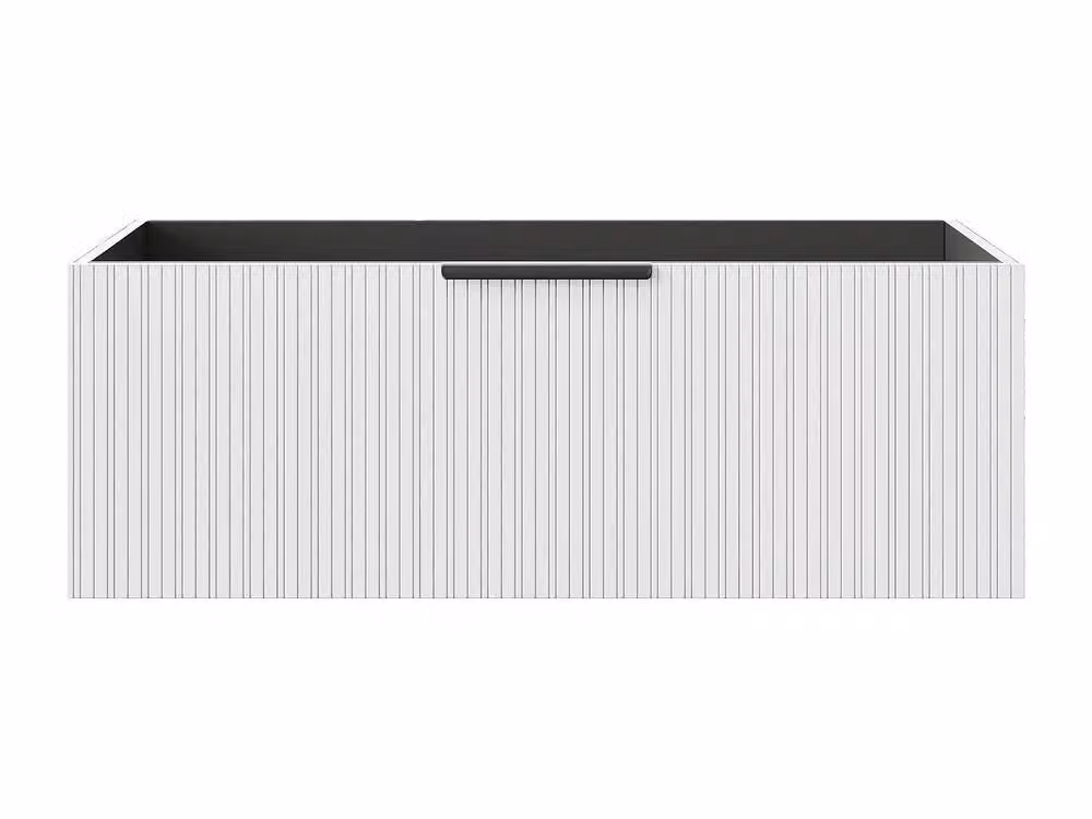 Vente-unique Paliro Striped Wall-Hung Vanity Unit, White, W: 100 cm, D: 45.5 cm, H: 35 cm – 2