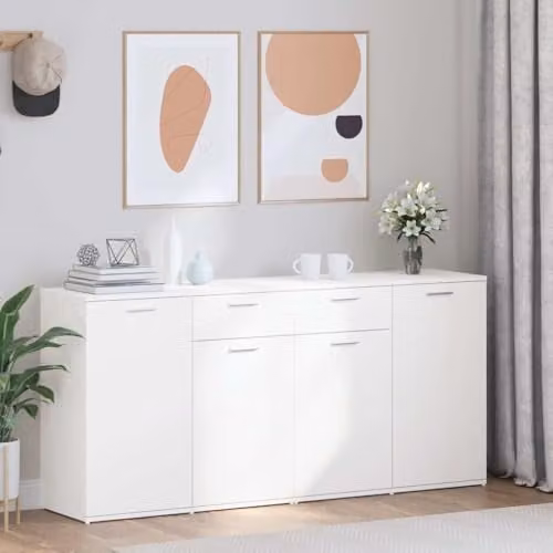 vidaXL Modern White Sideboard in MDF, W/D/H: 160 x 36 x 75 cm – 2