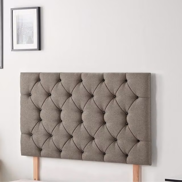 Somnior Beds Ltd Savoy Tweed Fabric Single Divan Headboard in Brown and Grey, W/H: 90 x 190 cm