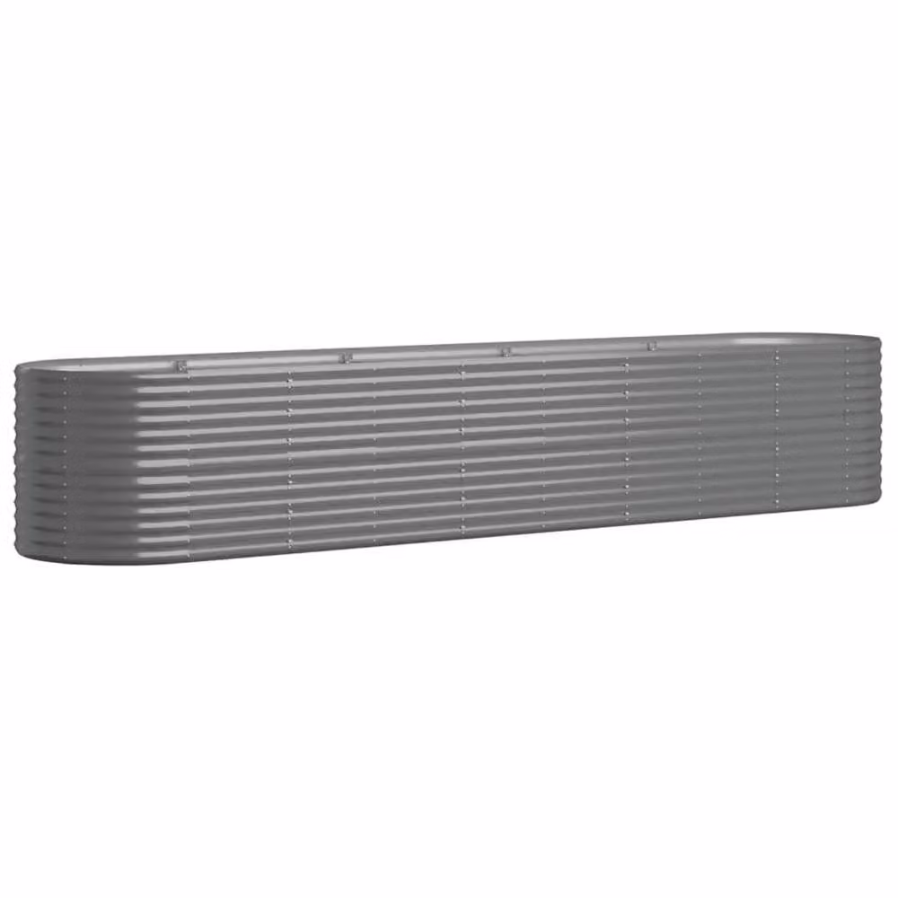Berkfield Home Garden Grey Powder-coated Steel Raised Bed W: 368 cm, D: 80 cm, H: 68 cm – 2
