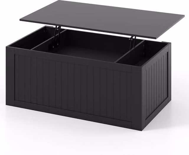 Costway Black Farmhouse Lift Top Coffee Table with Storage Doors – 1