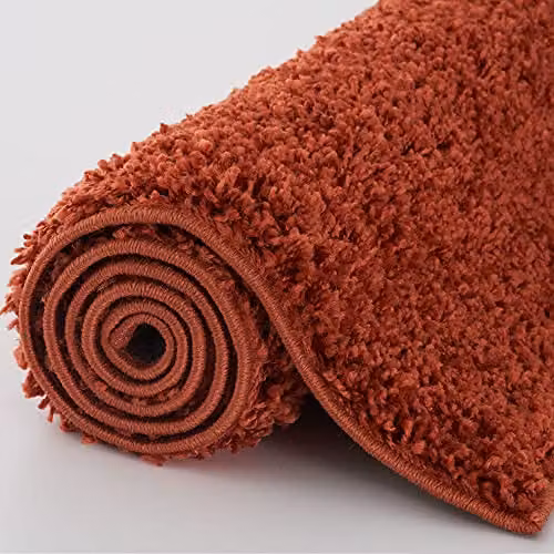 THE RUGS Terra Plain Soft High Pile Shaggy Rug, Brown and Orange, W: 180 cm, D: 270 cm – 4