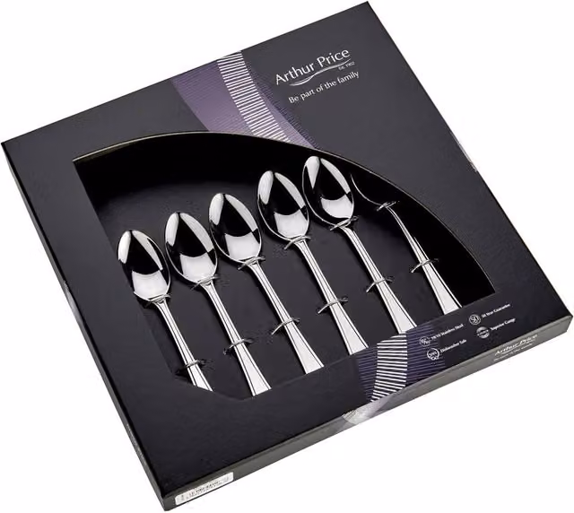 Arthur Price Grecian Polished Stainless Steel Tea Spoons, Set of 6, Silver – 1