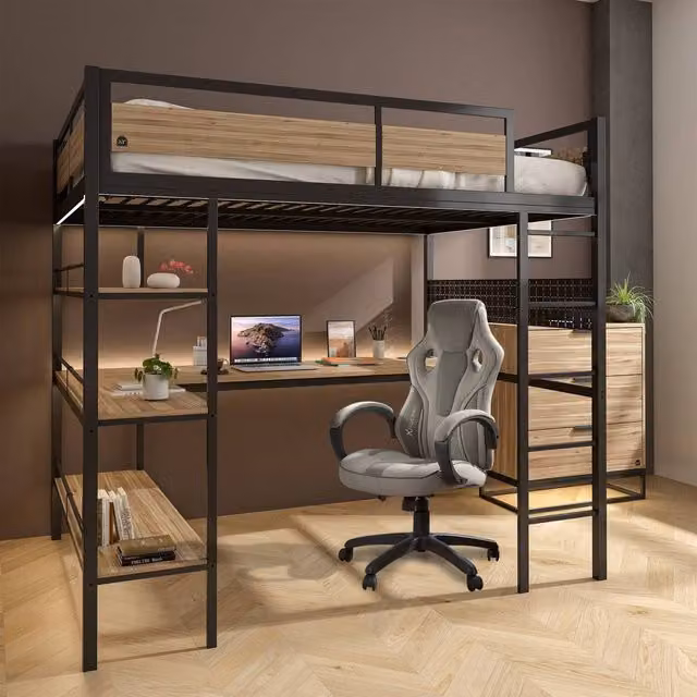 XR Living Denver High Sleeper with App Controlled LED Lighting in Oak and Black