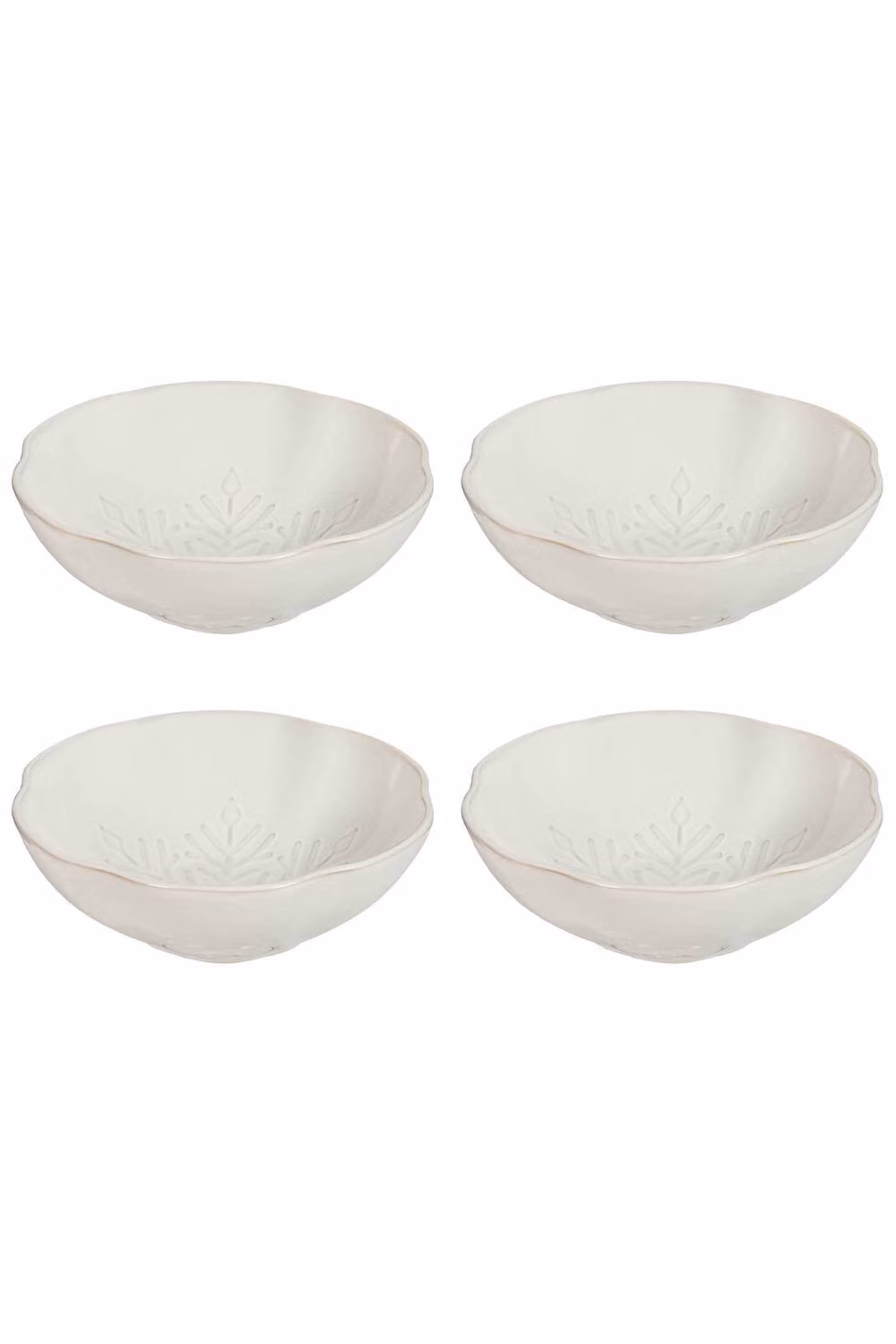 Dibor Set of 4 White Snowflake Ceramic Christmas Dinner Bowls, Diameter: 18 cm – 2