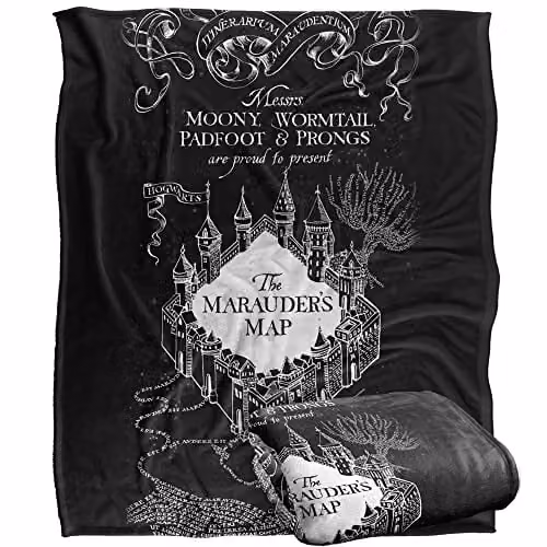 Warner Brothers Harry Potter Black and White Map Fleece Throw Blanket W/D/H: 152 x 127 cm – 1