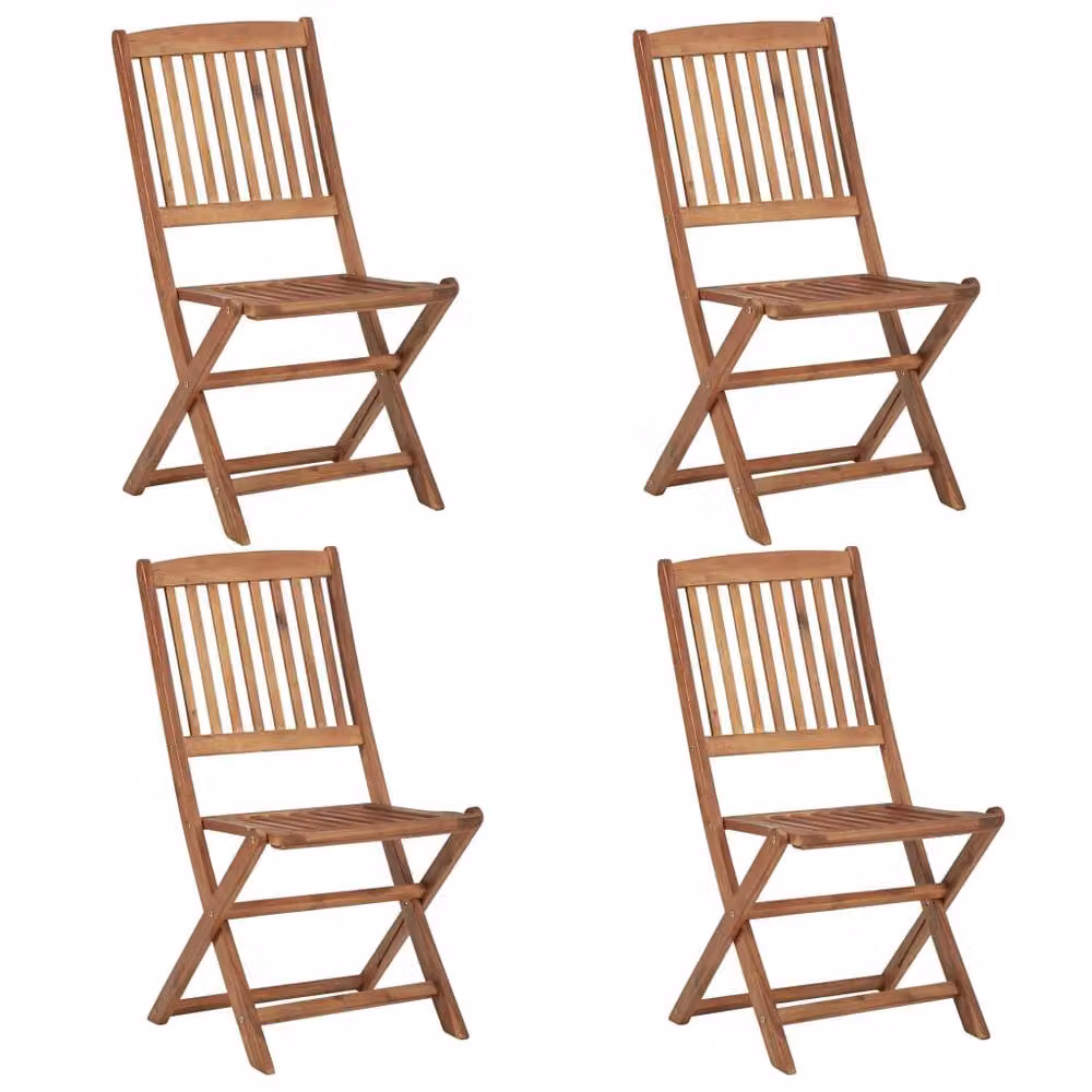 Berkfield Home Set of 4 Folding Outdoor Chairs in Brown Oiled Acacia Wood – 2