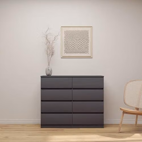 Seconique Malvern 8 Drawer Chest in Grey, H 122 cm x W 40 cm x D 40 cm – 5