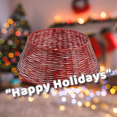 VFM e-Store Red Christmas Tree Skirt Decoration, W/D: 70 x 70 cm – 5