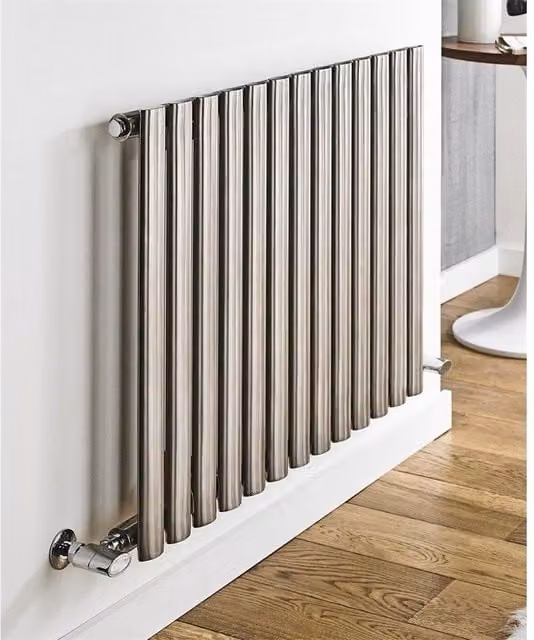 Clifton Stainless Steel Horizontal Double Panel Radiator in Silver, H 60 cm x W 150 cm
