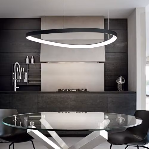 Ideal Lux Gemini Modern LED Ring Pendant Ceiling Light, Black, 2700K Warm White, Diameter: 42.5 cm – 2