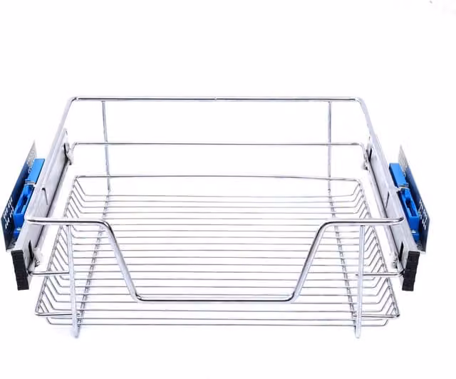Garden Sanctuary Silver Metal Sliding Kitchen Cabinet Pull Out Wire Basket Organizer