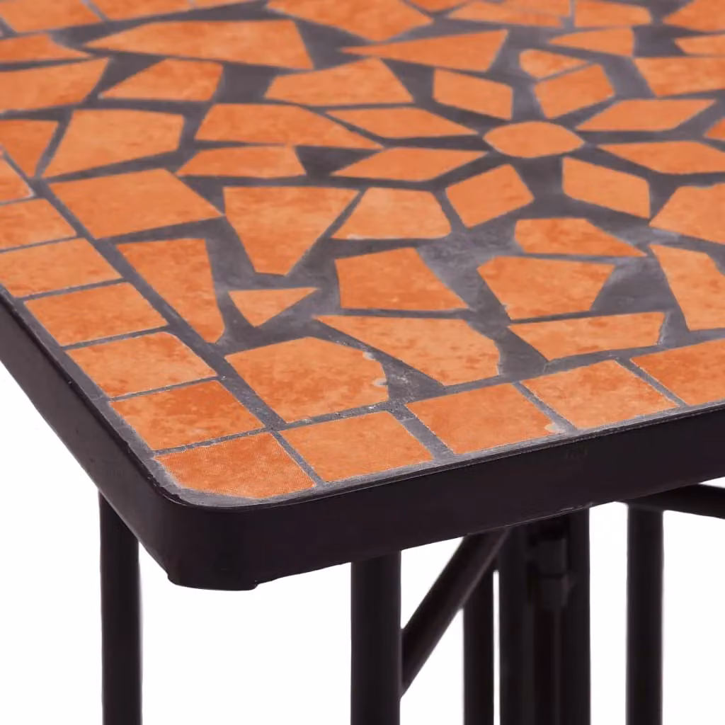 Berkfield Home Mosaic Side Table in Brown Ceramic and Metal – 3