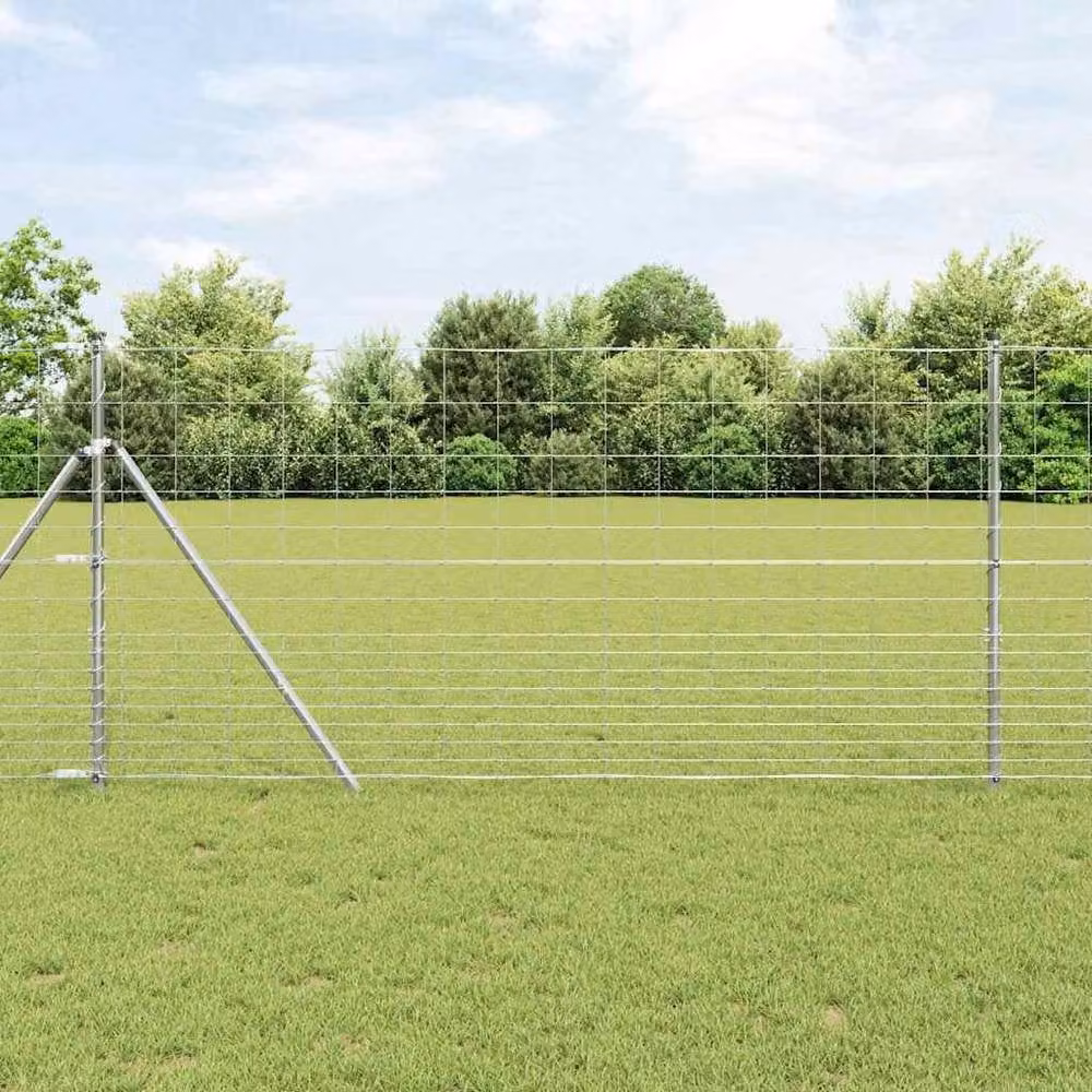 Berkfield Home Field Fence Galvanised Steel in Silver, H: 120 cm x L: 25 m – 2