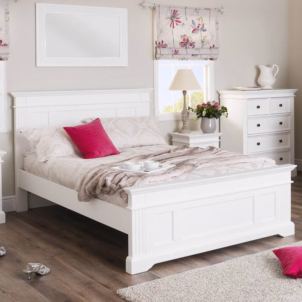 Statement Furniture Gainsborough White Solid Wood King Size Bed Frame, Hampton Style, W/D/H: 180 x 200 x 110 cm – 2
