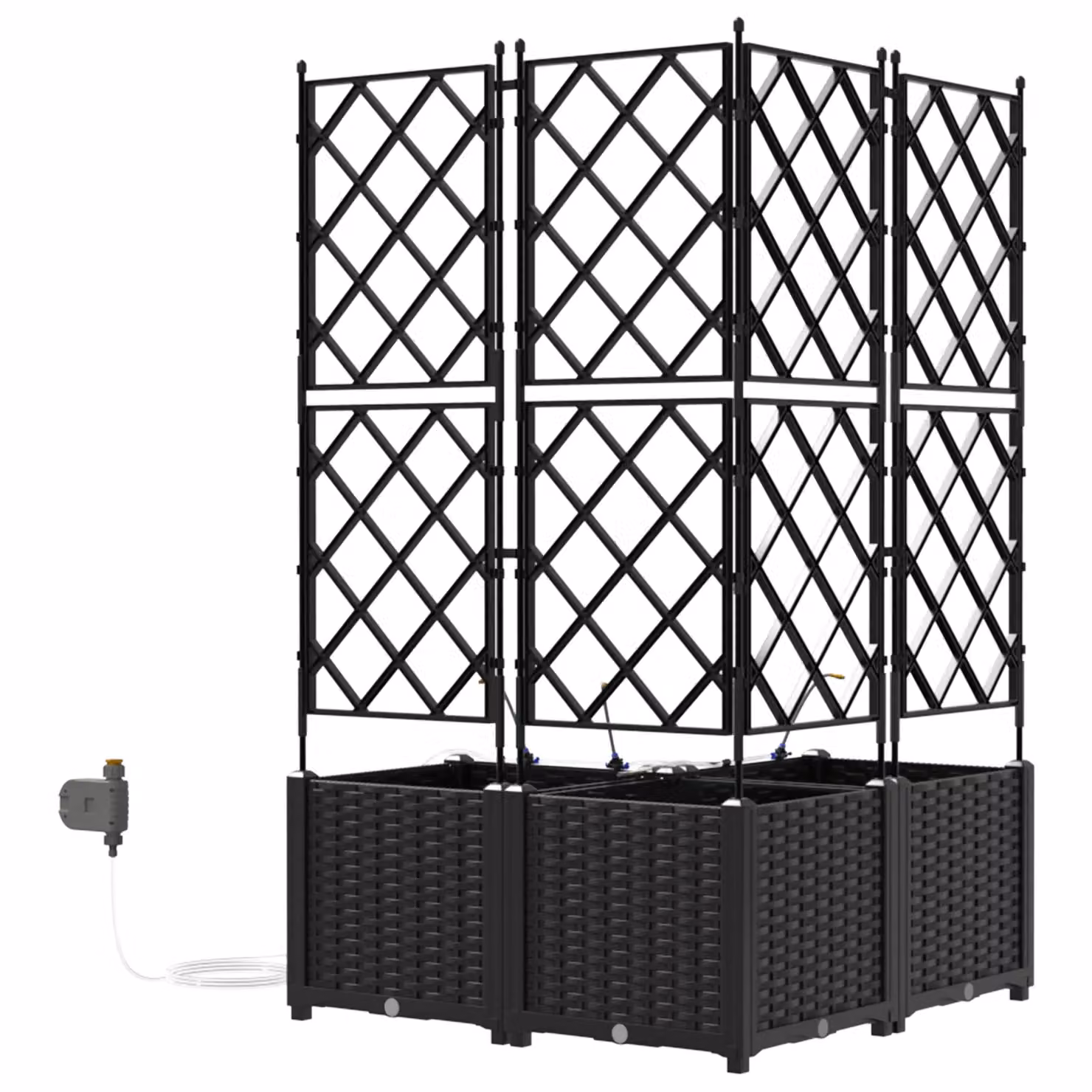 Berkfield Home Set of 3 Black Garden Planters with Water Irrigation System – 4