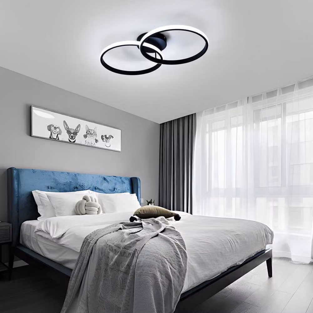 Pheashine Black Intertwined Double Ring LED Ceiling Light, 42W, 6500K Cool White – 4