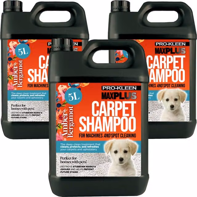 MAXPLUS Premium Carpet Shampoo for Homes with Pets, Amber Bergamot, 15 kg, Black