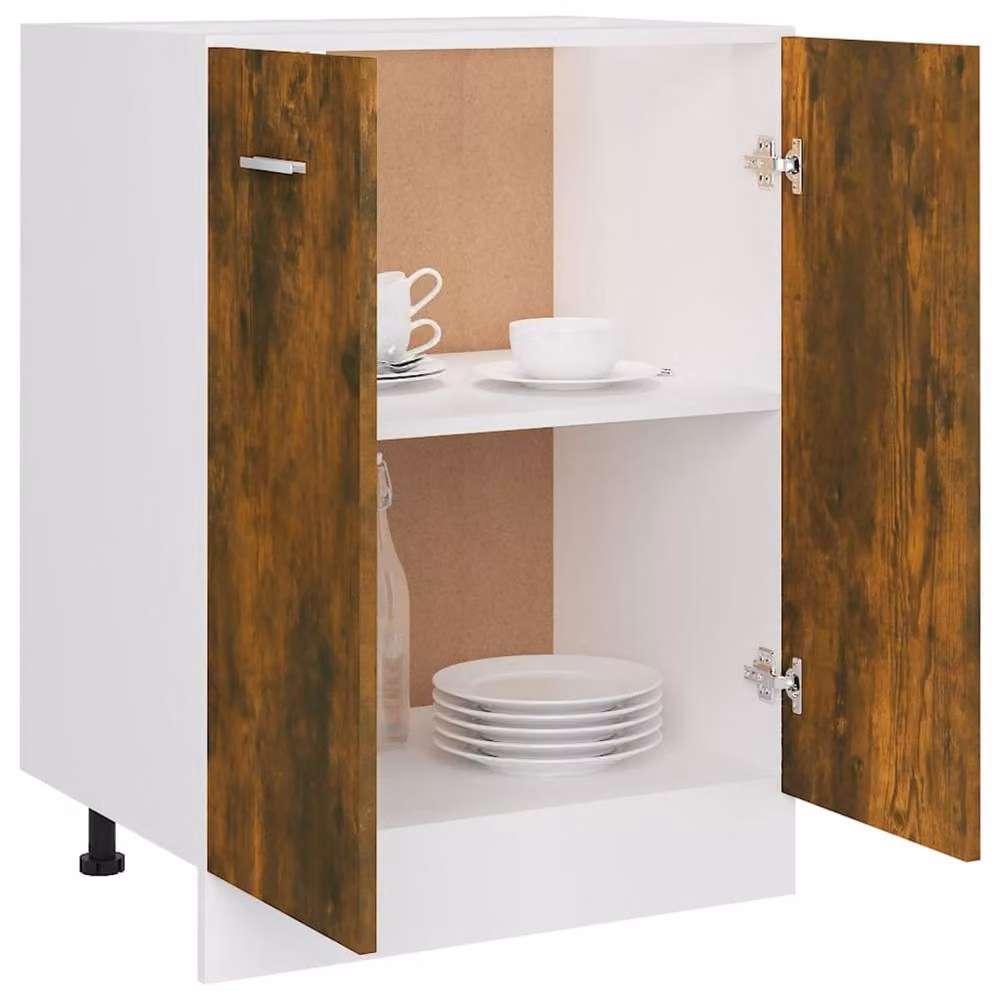 Berkfield Home Premium Smoked Oak Kitchen Base Unit in Brown, W/D/H: 60 x 46 x 81.5 cm – 3