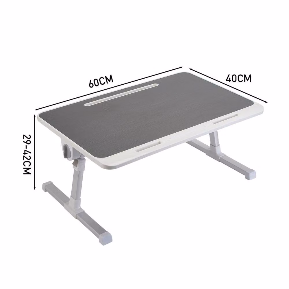 Living and Home Foldable Height-Adjustable Laptop Bed Table with Movable Stop Bar and Tablet Slot in Dark Grey – 7