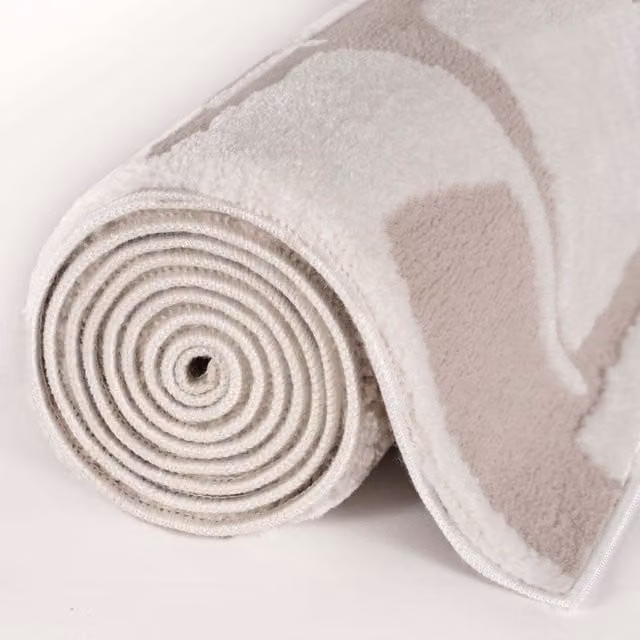 The Rugs Loft Modern Abstract Textured Ivory and Beige Rug, W: 240 cm, D: 340 cm