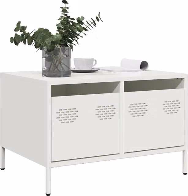 Berkfield Home White Industrial TV Cabinet in Matt Cold-rolled Steel W/D/H: 68 x 50 x 43.5 cm – 1