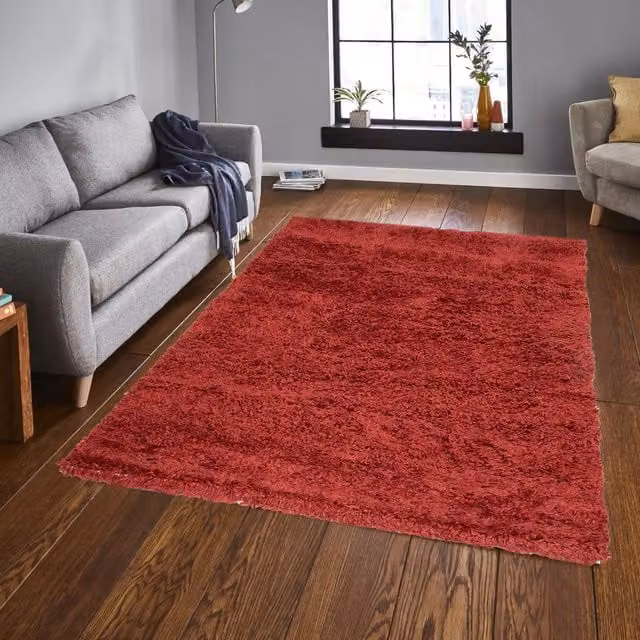 Roseley Modern Shaggy Rug in Red, 150 cm