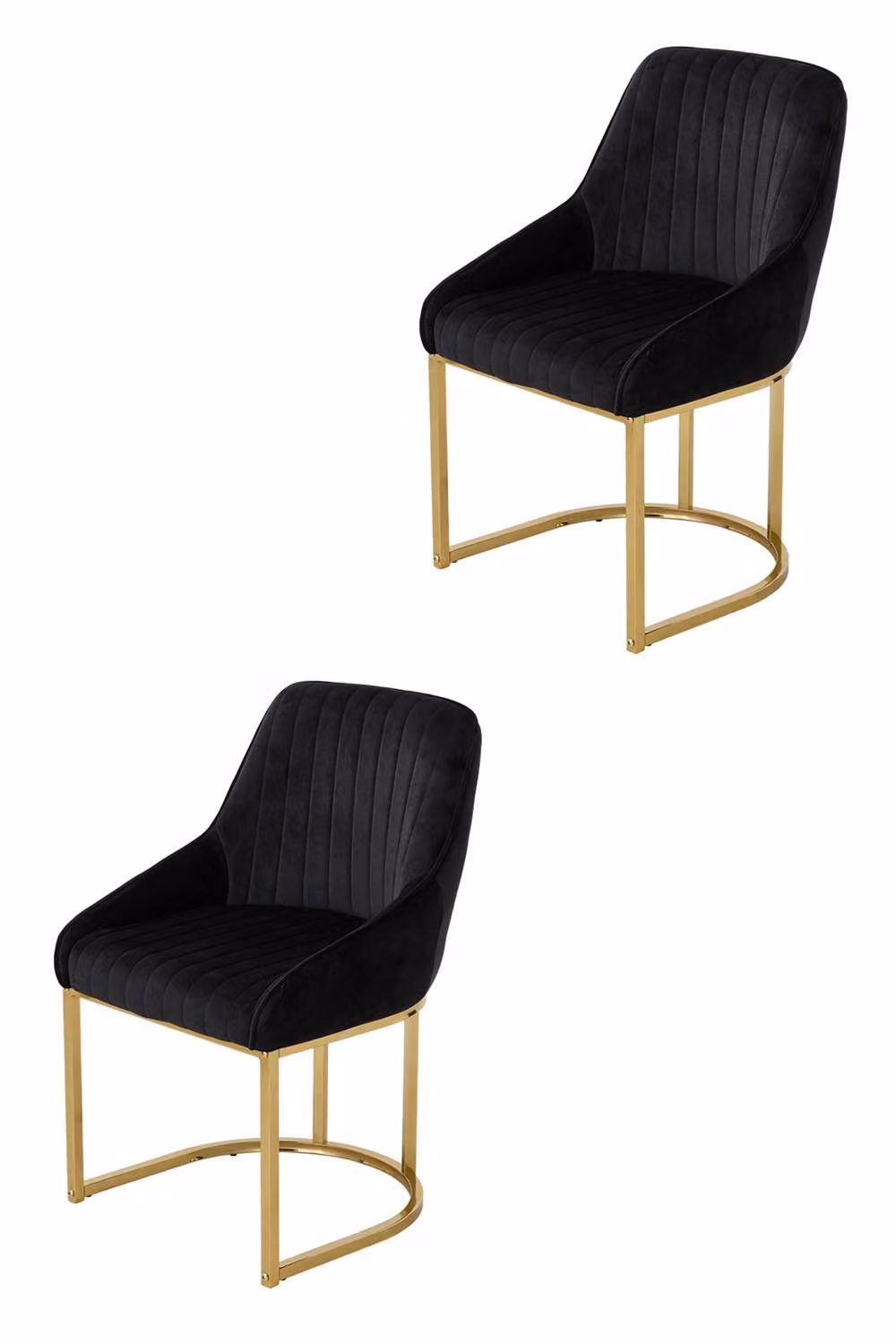 Garden Sanctuary Set of 2 Modern Black Velvet Upholstered Dining Chairs with Metal Cantilever Base – 2