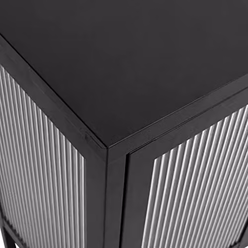 vidaXL Modern Black Sideboard with Glass and Metal, W/D/H: 105 x 35 x 70 cm – 4