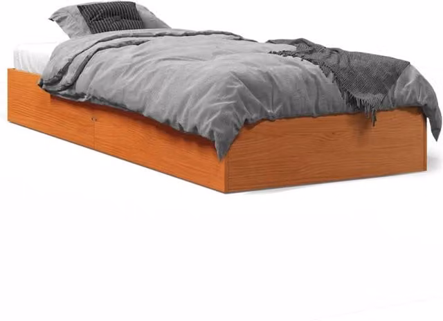 Berkfield Home Small Double Solid Wood Pine Bed Frame, Waxed Brown, W/D/H: 120 x 190 cm – 1