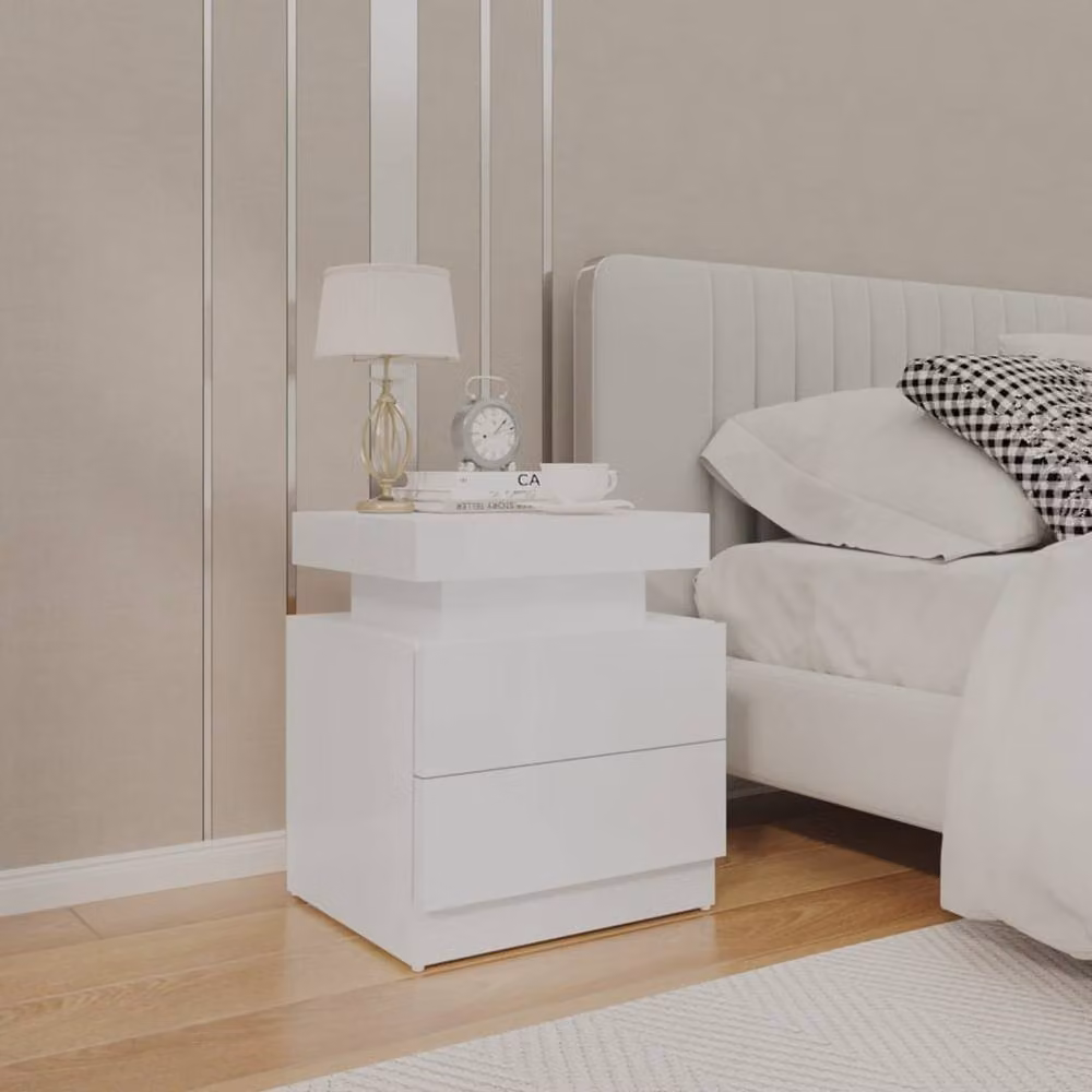 Berkfield Home Stylish High Gloss White Bedside Cabinet W/D/H: 45 x 35 x 52 cm – 2