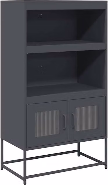Berkfield Home Anthracite Metal Highboard with Glass Doors, W/D/H: 68 x 39 x 123 cm – 1