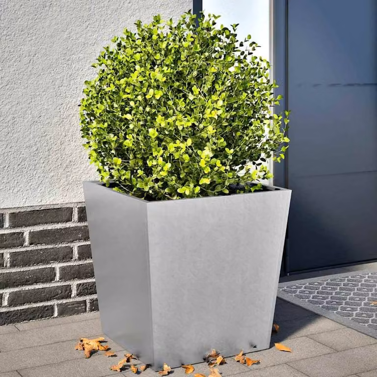 Berkfield Home Garden Galvanised Steel Planter Tubs, Grey, Pack of 2, W/D/H: 50 x 50 x 50 cm