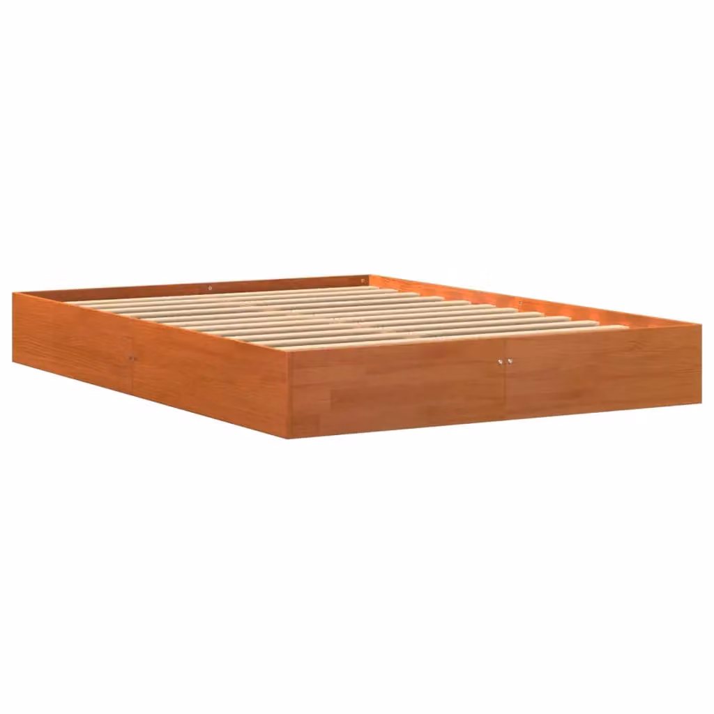 Berkfield Home Wax Brown Solid Wood Pine Bed Frame with Lift Up Base W/D/H: 140 x 200 cm – 2