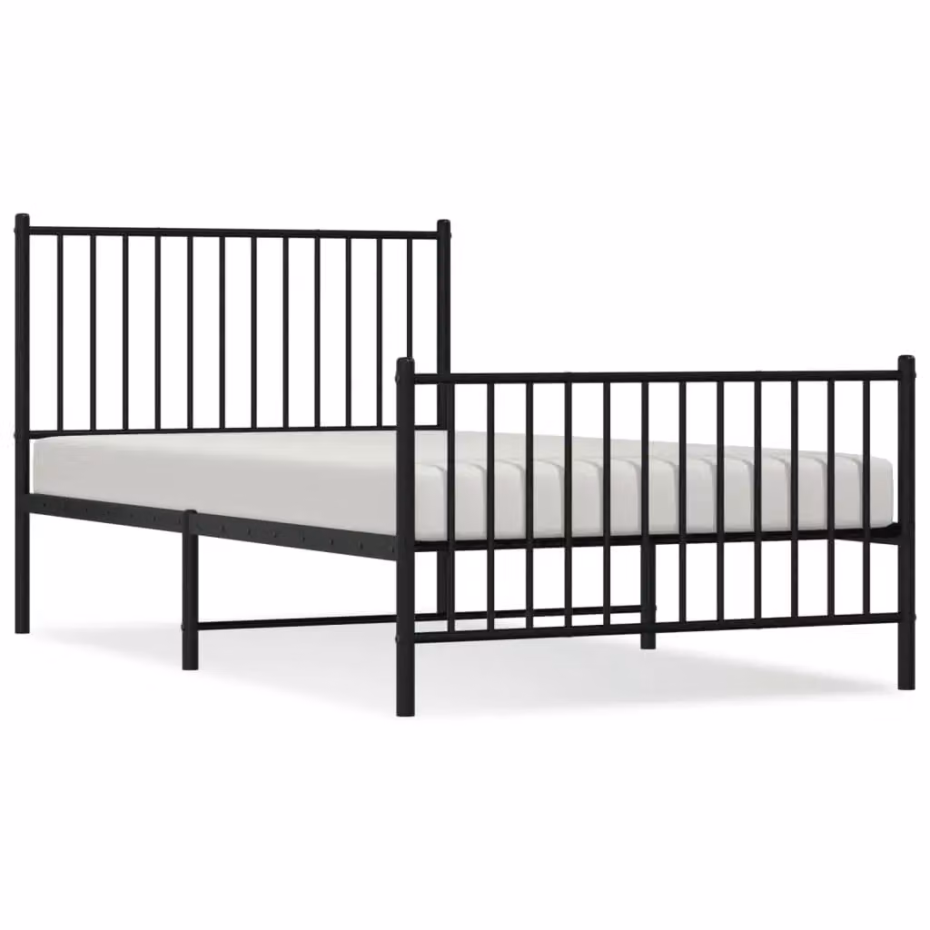 Berkfield Home Metal Bed Frame with Headboard and Footboard in Black, W/D/H: 100 x 190 cm – 2