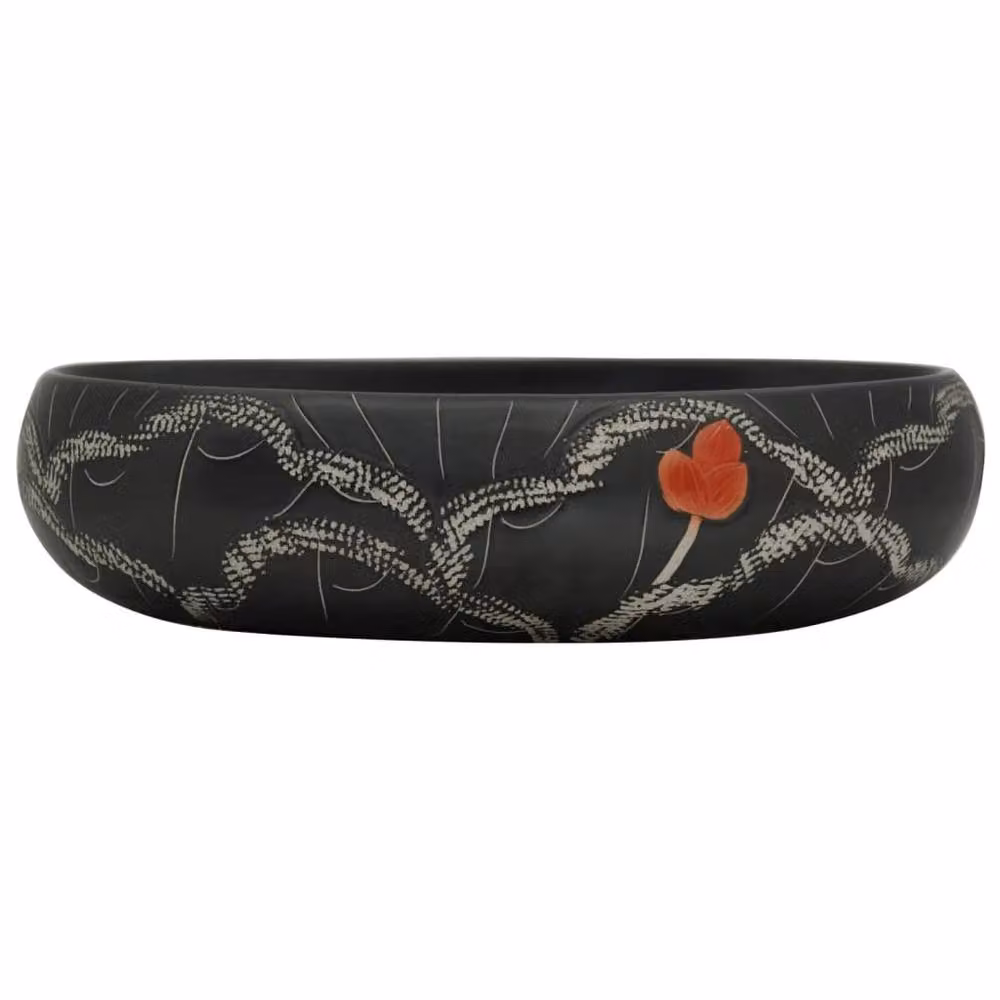 Berkfield Home Black Oval Ceramic Countertop Basin W: 59 cm, D: 40 cm, H: 15 cm – 3