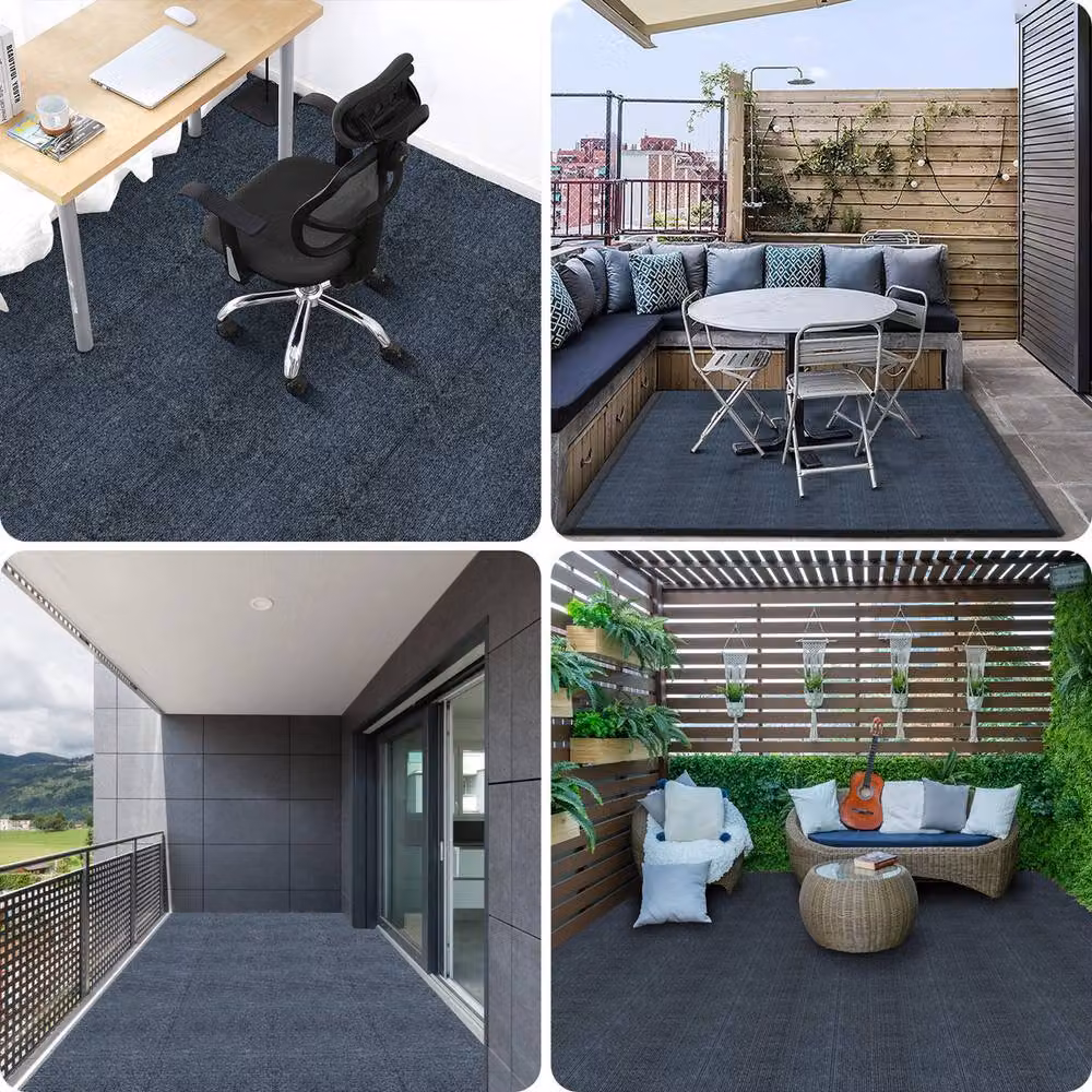 Garwarm 36 Pack Interlocking Carpet Tiles, Non-Slip Grey Floor Squares, W/D: 30.48 x 30.48 cm – 6