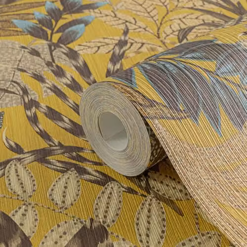 A.S. Création Livingwalls Floral Wallpaper Metropolitan Stories in Brown, Yellow and Green, Non-Woven, 10.05 m x 0.53 m – 2
