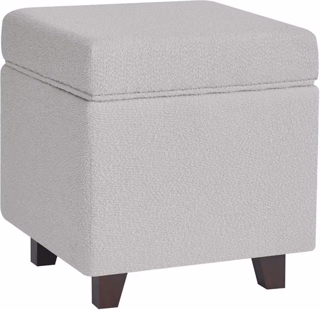 Livinluxury Grey Bouclé Fabric Storage Ottoman Footstool