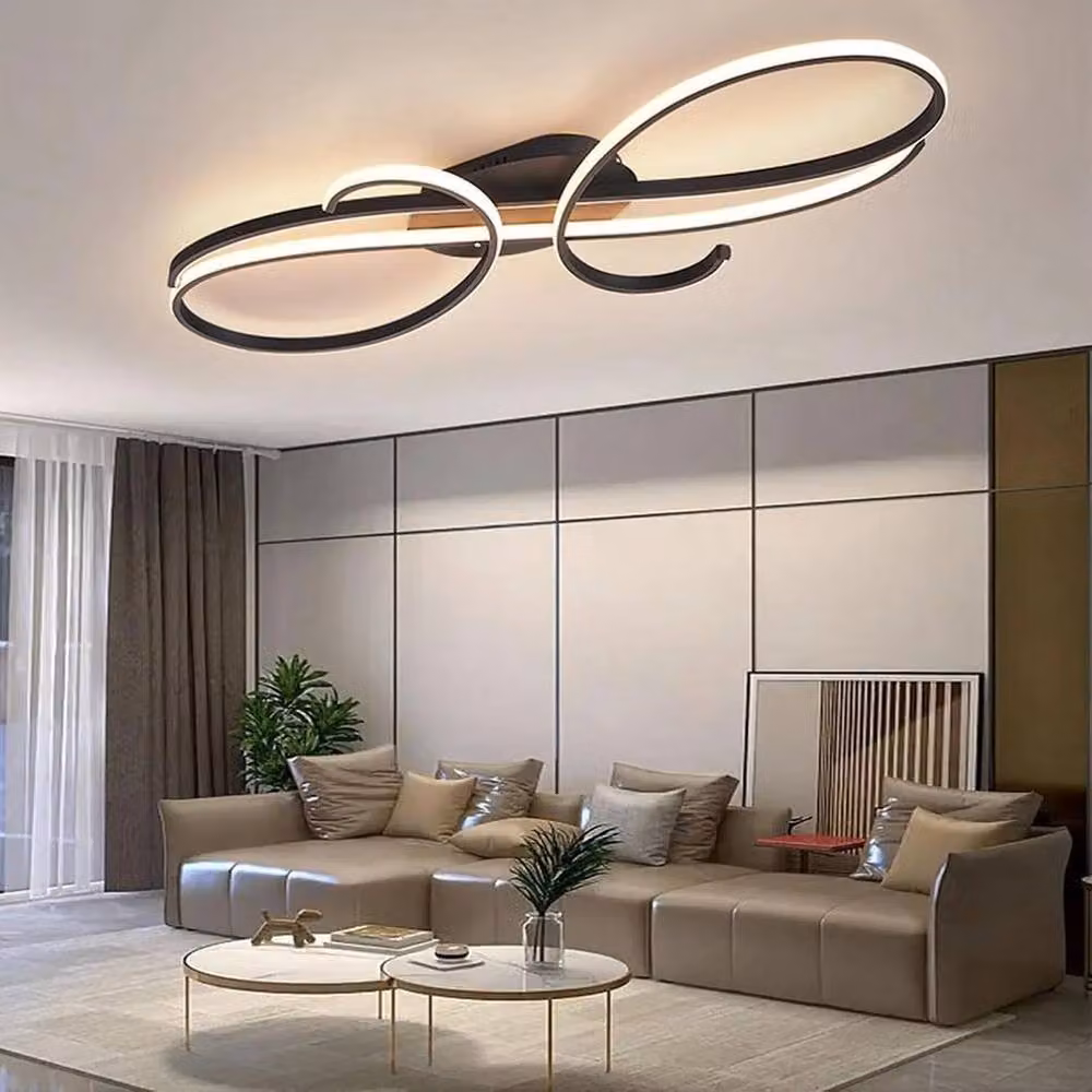 NESTLUNE Modern Dimmable LED Ring Ceiling Light in Black – 4