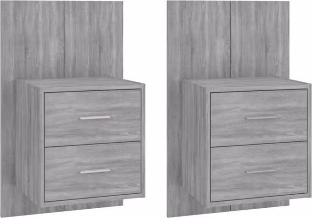 Berkfield Home Wall-mounted Bedside Cabinets, 2 Pack, Grey Sonoma