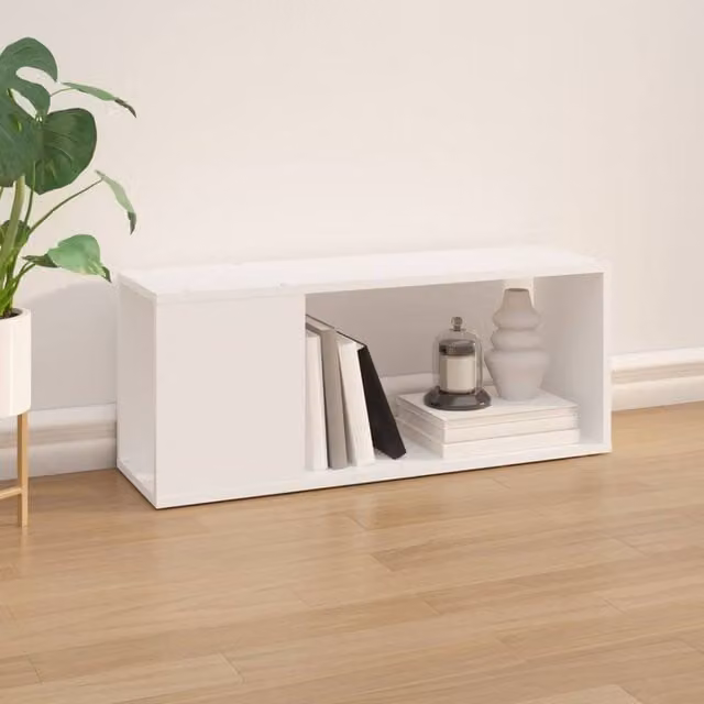 Berkfield Home White TV Cabinet in Engineered Wood W/D/H: 80 x 24 x 32 cm