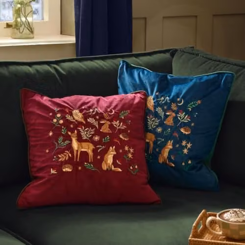 furn Berry Woods Red Velvet Square Cushion, W/D/H: 45 x 45 x 45 cm – 3