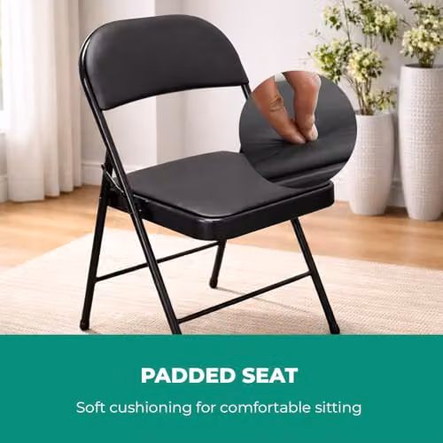 Royalford Heavy Duty Folding Padded Chair with Metal Frame in Black – 4