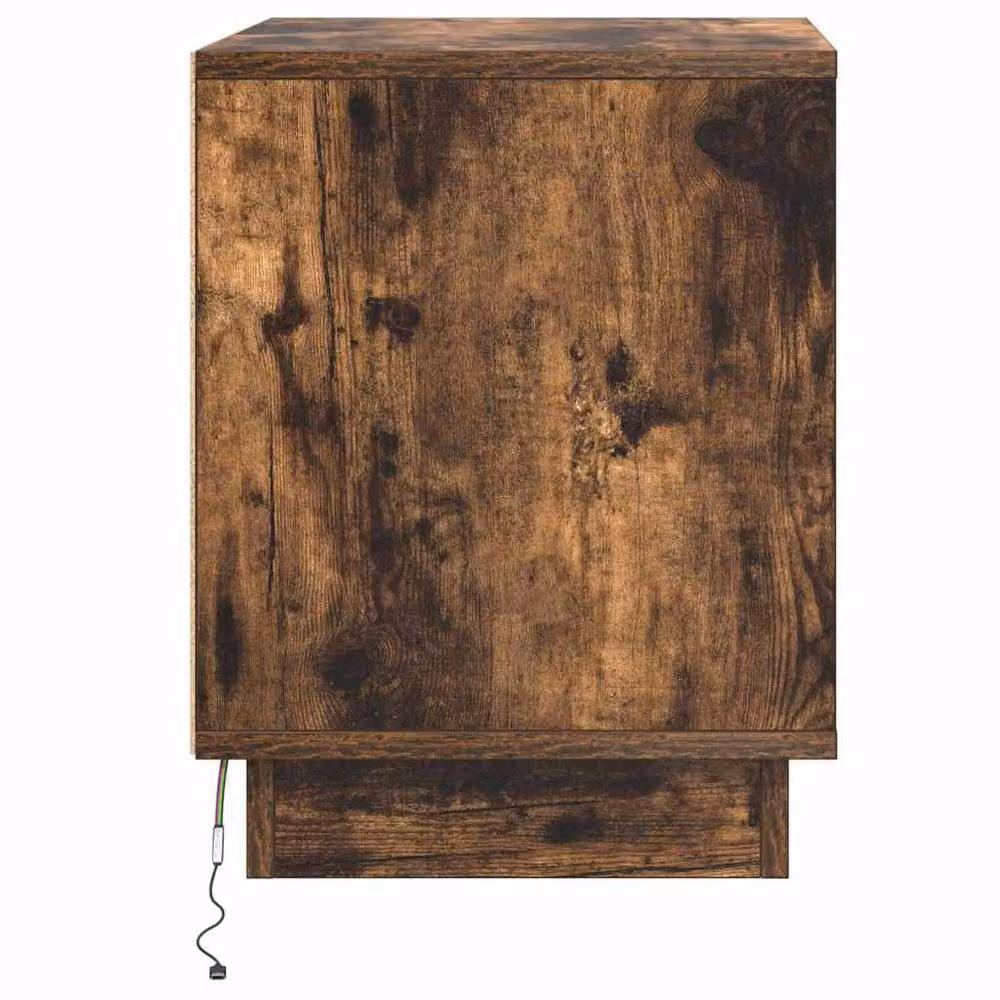 Berkfield Home Bedside Cabinet with Integrated LED Lights in Smoked Oak Brown, W: 44 cm, D: 34 cm, H: 45 cm – 4