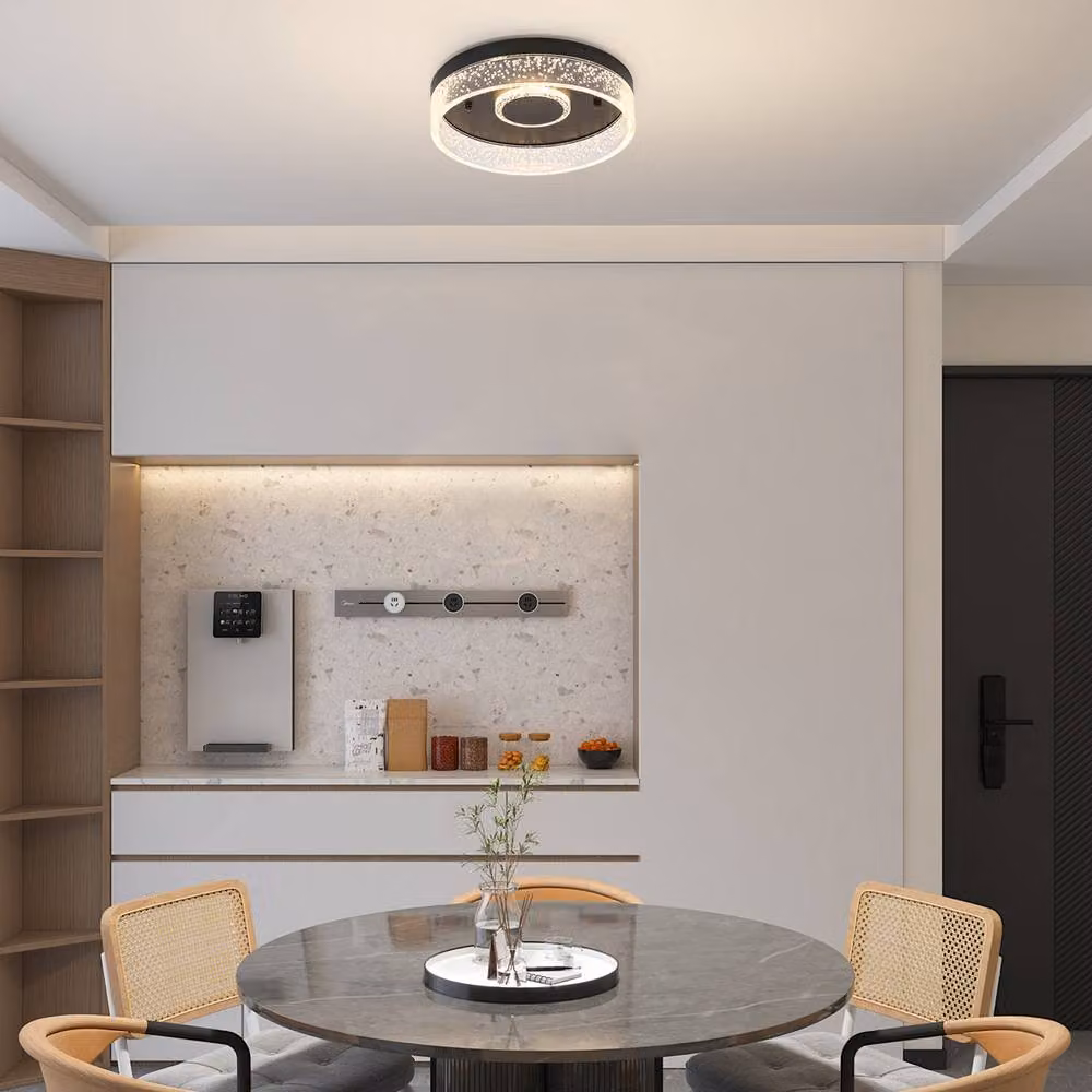 Garwarm 2-Light LED Round Flush Mount Ceiling Light in Black, Diameter: 30 cm – 2