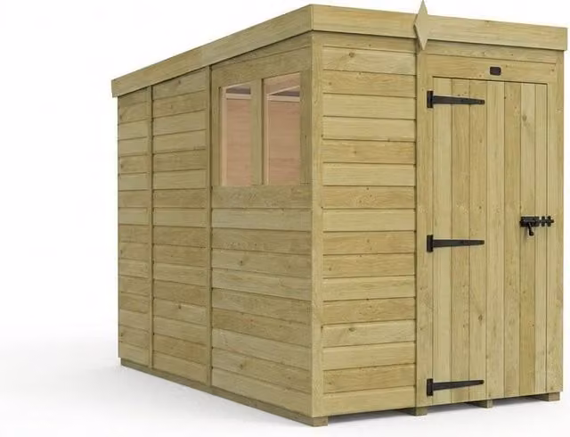 Buttercup Farm Brown Timber Pent Garden Shed with Single Door and Windows W/D/H: 152.4 x 274.32 x 210 cm – 1