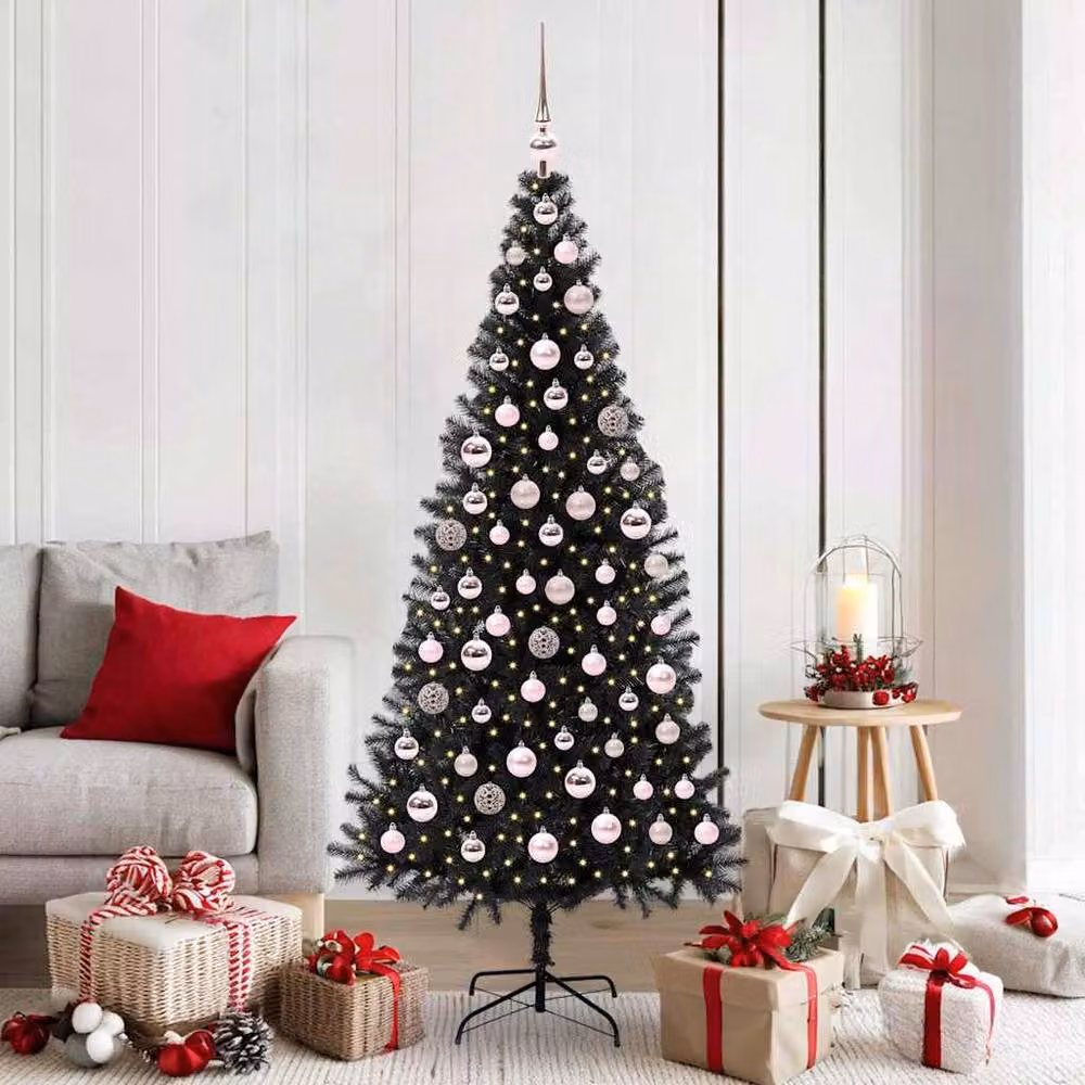 Berkfield Home Lush Christmas Tree with 300 LEDs and Stand, Black, Height: 180 cm – 2